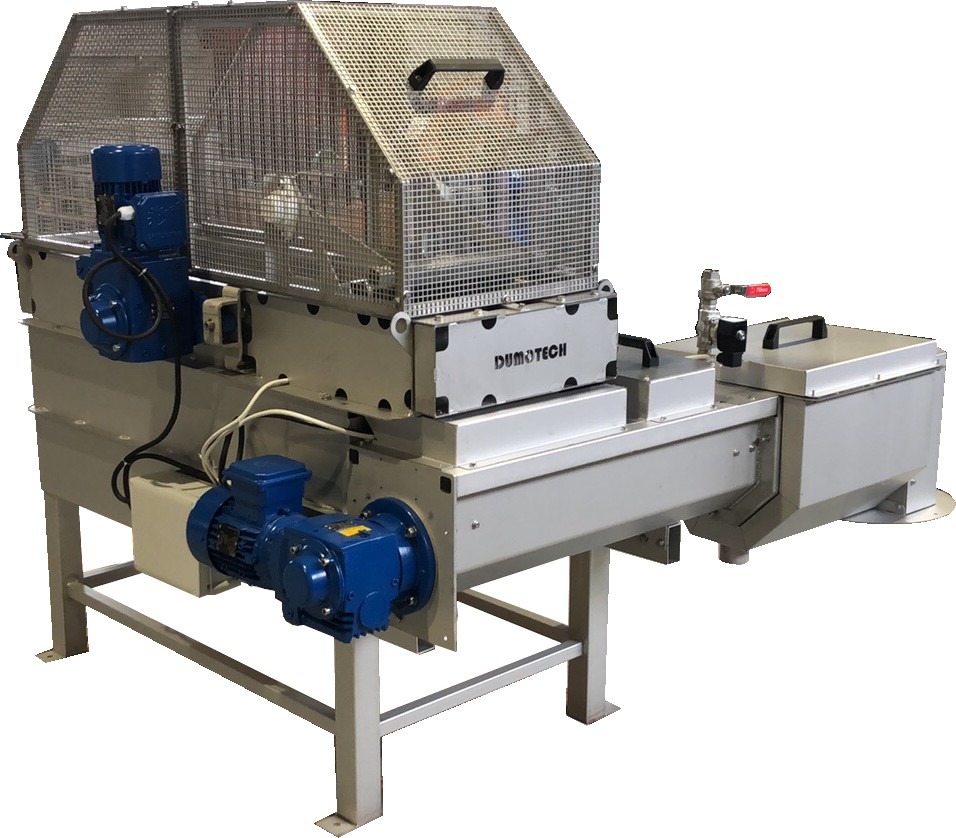 dégrilleur courbe DM-DGC installé en caisson avec compacteur DM-CV