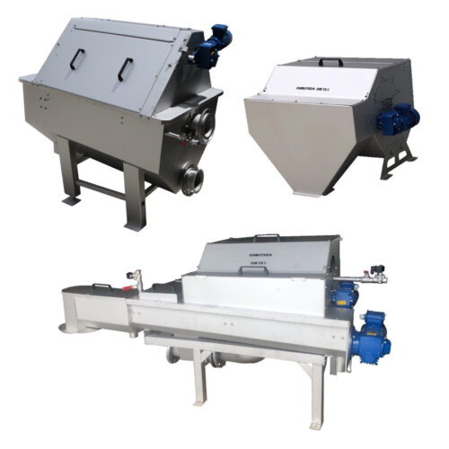 Illustration gamme DUMOTECH de tamis rotatifs à alimentation externe DM-TR et interne DM-TAI